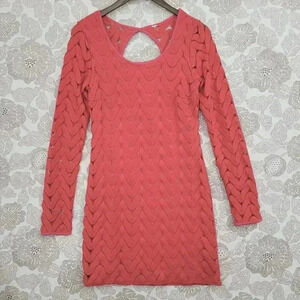 Free People Lace Red Long SleeveCut out Back Mini Dress Size S